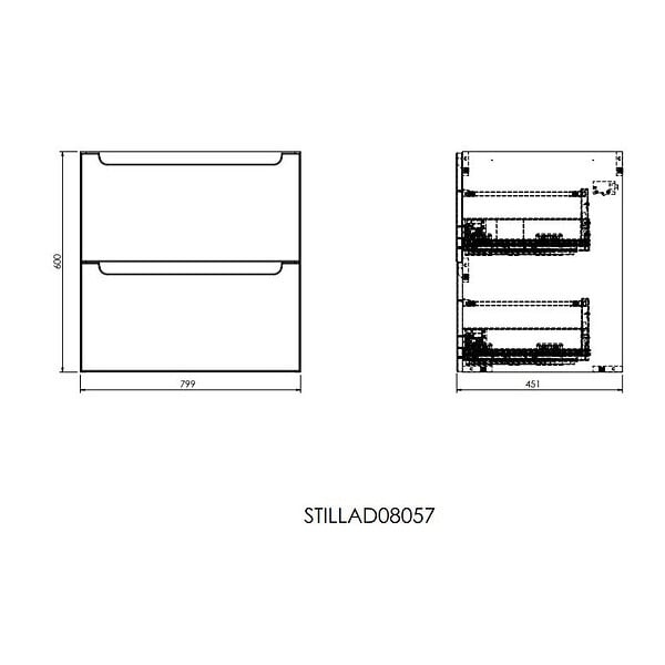 NATUREL - Naturel Meuble de salle de bain MDF avec lavabo Naturel Stilla 80x60x45 cm blanc (STILLAD08057U1) - large