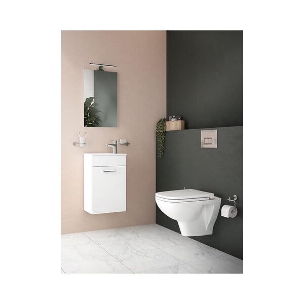 VITRA - Mia ensemble meuble 39x61x28 cm avec miroir, lavabo et éclairage LED, Blanc brillant (MIASET40B) - large