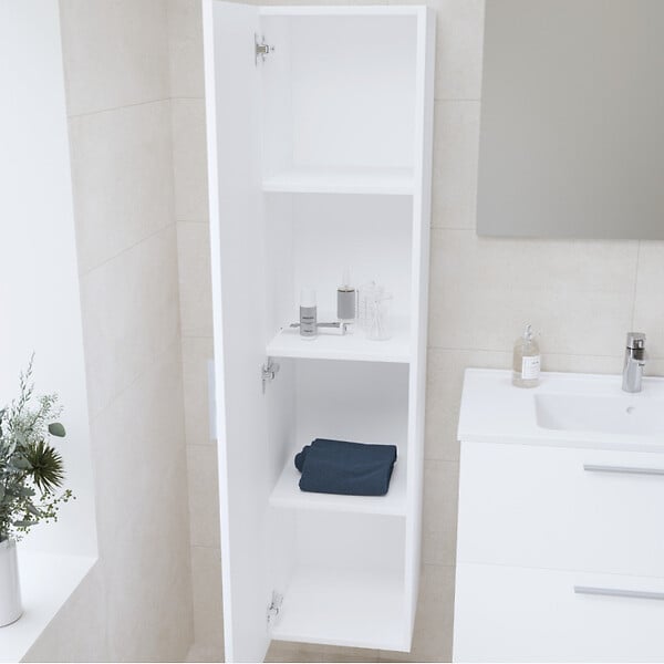 VITRA - Vitra  Set Mia ensemble meuble 79x61x39,5 cm  avec miroir, lavabo, éclairage LED + armoire 145x35x35cm, Blanc brillant - large
