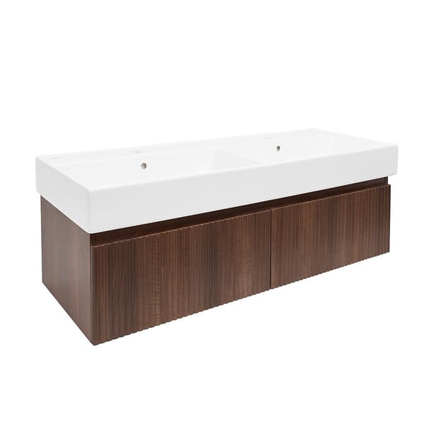 SWISS AQUA TECHNOLOGIES - Swiss Aqua Technologies Meuble de salle de bain avec lavabo SAT Evolution 118x30x44,8 cm noyer mat (SATEVO120NAU2) - large
