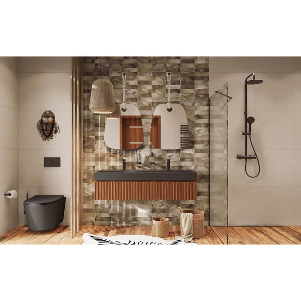 SWISS AQUA TECHNOLOGIES - Swiss Aqua Technologies Meuble de salle de bain avec lavabo SAT Evolution 118x30x44,8 cm noyer mat (SATEVO120NAU2) - large