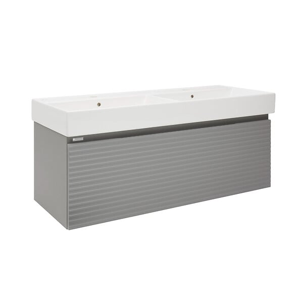 NATUREL - Naturel Meuble et vasque salle de bain strié Naturel Savona 118x43x44,8 cm gris mat (SAVONA120GMU2) - large