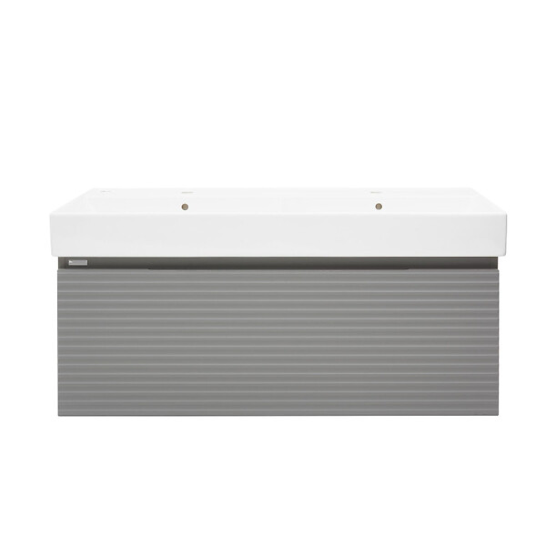 NATUREL - Naturel Meuble et vasque salle de bain strié Naturel Savona 118x43x44,8 cm gris mat (SAVONA120GMU2) - large