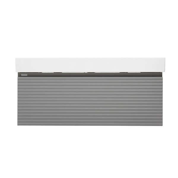 NATUREL - Naturel Meuble et vasque salle de bain strié Naturel Savona 118x43x44,8 cm gris mat (SAVONA120GMU2) - large