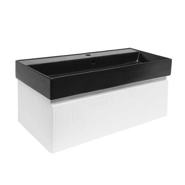 SWISS AQUA TECHNOLOGIES - Swiss Aqua Technologies Meuble de salle de bain avec lavabo SAT Evolution 98x30x44,8 cm blanc mat (SATEVO100WMU2B) - large