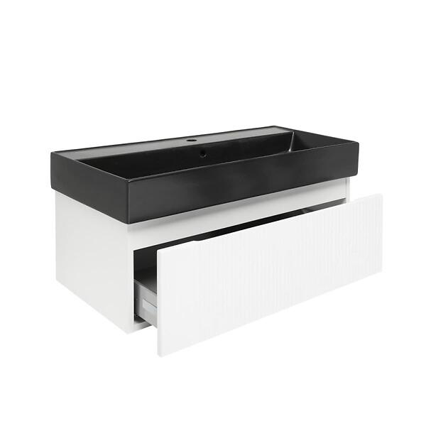 SWISS AQUA TECHNOLOGIES - Swiss Aqua Technologies Meuble de salle de bain avec lavabo SAT Evolution 98x30x44,8 cm blanc mat (SATEVO100WMU2B) - large