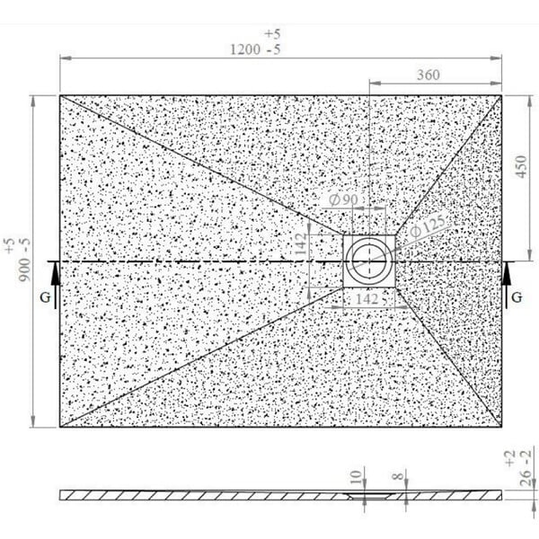 SWISS AQUA TECHNOLOGIES - Swiss Aqua Technologies Alek Receveur de douche rectangulaire 120x90cm avec siphon, en marbre coulé, Gris (SATALEK12090S) - large