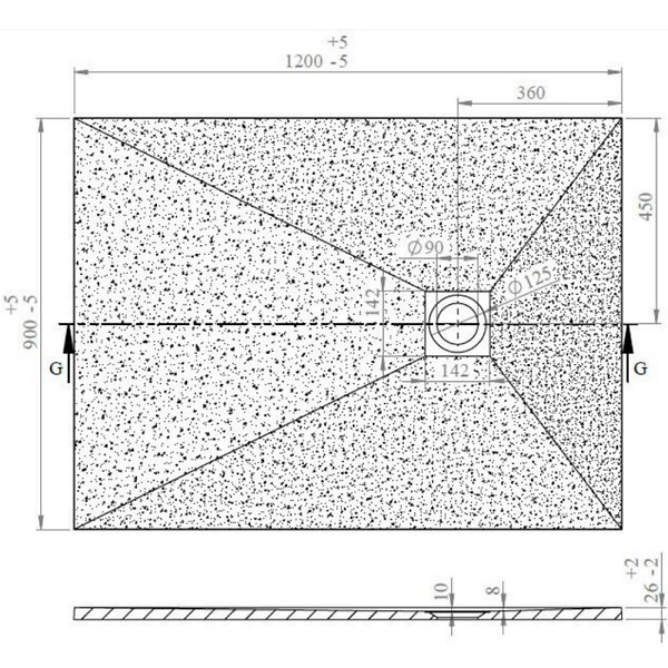 SWISS AQUA TECHNOLOGIES - Swiss Aqua Technologies Alek Receveur de douche rectangulaire 120x90cm avec siphon, en marbre coulé, Gris (SATALEK12090S-S) - large