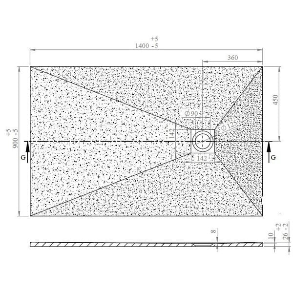SWISS AQUA TECHNOLOGIES - Swiss Aqua Technologies Alek Receveur de douche rectangulaire 140x90cm avec siphon, en marbre coulé, Blanc (SATALEK14090B) - large