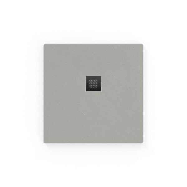 SWISS AQUA TECHNOLOGIES - Swiss Aqua Technologies Alek Receveur de douche carré 90x90cm avec siphon, en marbre coulé, Gris (SATALEK90QS) - large
