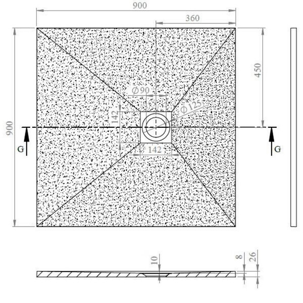 SWISS AQUA TECHNOLOGIES - Swiss Aqua Technologies Alek Receveur de douche carré 90x90cm avec siphon, en marbre coulé, Gris (SATALEK90QS) - large