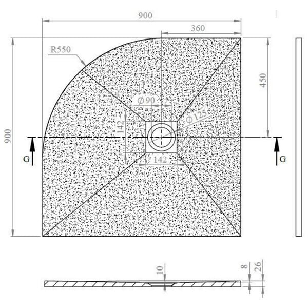 SWISS AQUA TECHNOLOGIES - Swiss Aqua Technologies Alek Receveur de douche quart de cercle 90x90cm avec siphon, en marbre coulé, Blanc (SATALEK90SB) - large
