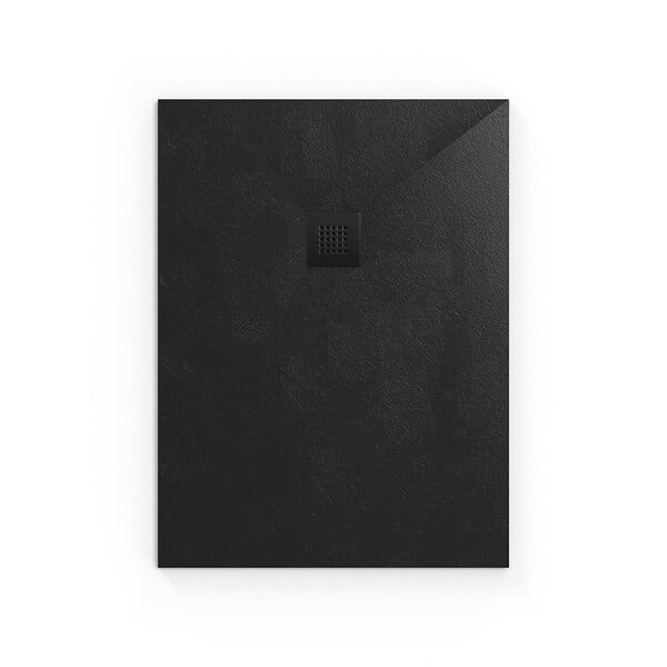 SWISS AQUA TECHNOLOGIES - Swiss Aqua Technologies B-Way Receveur de douche rectangulaire 120x90 avec siphon, en marbre coulé, Noir (SATALEK12090) - large
