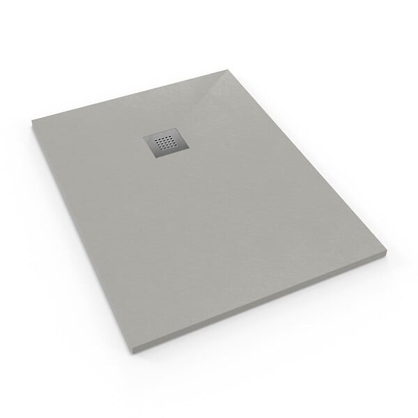 SWISS AQUA TECHNOLOGIES - Swiss Aqua Technologies Alek Receveur de douche rectangulaire 100x90 cm avec siphon, en marbre coulé, Gris (SATALEK10090S) - large
