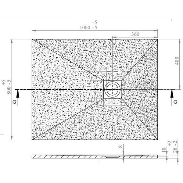 SWISS AQUA TECHNOLOGIES - Swiss Aqua Technologies Alek Receveur de douche rectangulaire 100x90 cm avec siphon, en marbre coulé, Gris (SATALEK10090S) - large