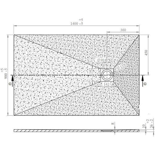 SWISS AQUA TECHNOLOGIES - Swiss Aqua Technologies B-Way Receveur rectangulaire 140x90cm avec siphon, en marbre coulé, Noir (SATALEK14090) - large
