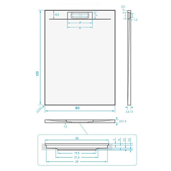 SWISS AQUA TECHNOLOGIES - Swiss Aqua Technologies Fusion Receveur de douche 120x80cm en marbre coulé, Gris perle (SATFU12080GRP) - large