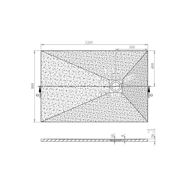 SWISS AQUA TECHNOLOGIES - Swiss Aqua Technologies B-Way Receveur de douche rectangulaire 120x80cm avec siphon, en marbre coulé, Noir (SATALEK12080) - large