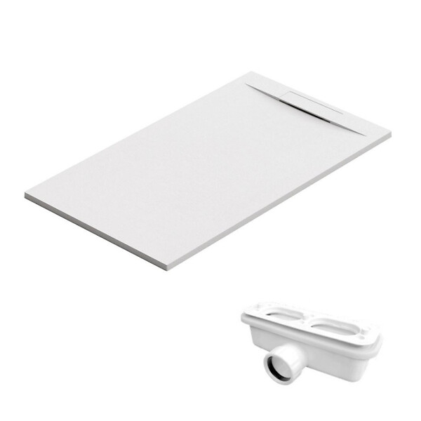 SWISS AQUA TECHNOLOGIES - Swiss Aqua Technologies Fusion Receveur de douche 140x80cm en marbre coulé, Blanc (SATFU14080BL) - large