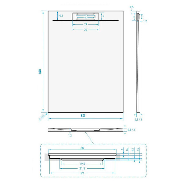 SWISS AQUA TECHNOLOGIES - Swiss Aqua Technologies Fusion Receveur de douche 140x80cm en marbre coulé, Blanc (SATFU14080BL) - large