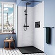 CERAMIA - Ceramia Alda Receveur de douche 120x80cm + Siphon Eslim90. Pierre de synthèse, noir mat (ALD15-12080N-S) - vignette