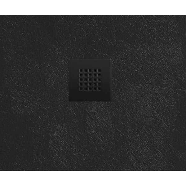 SWISS AQUA TECHNOLOGIES - Swiss Aqua Technologies B-Way Receveur de douche carré 90x90 cm avec siphon, en marbre coulé, Noir (SATALEK90Q) - large