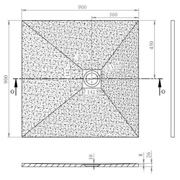 SWISS AQUA TECHNOLOGIES - Swiss Aqua Technologies B-Way Receveur de douche carré 90x90 cm avec siphon, en marbre coulé, Noir (SATALEK90Q) - large