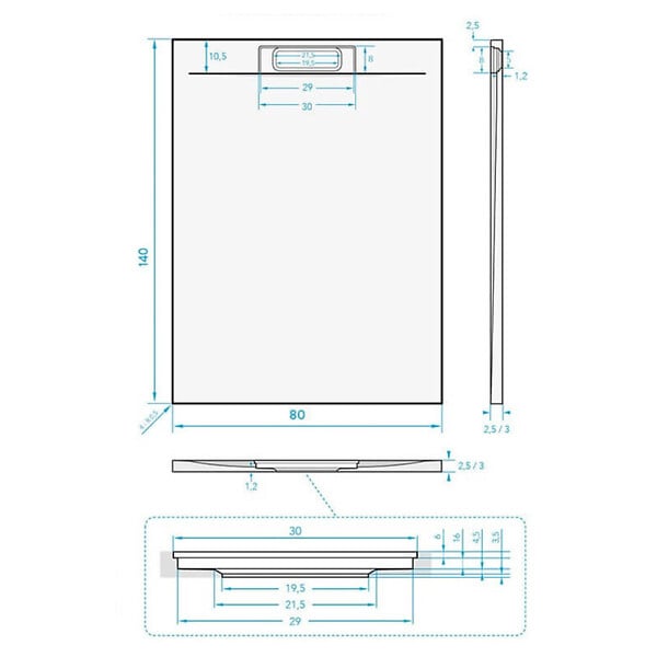 SWISS AQUA TECHNOLOGIES - Swiss Aqua Technologies Fusion Receveur de douche 140x80cm en marbre coulé, Gris perle (SATFU14080GRP) - large