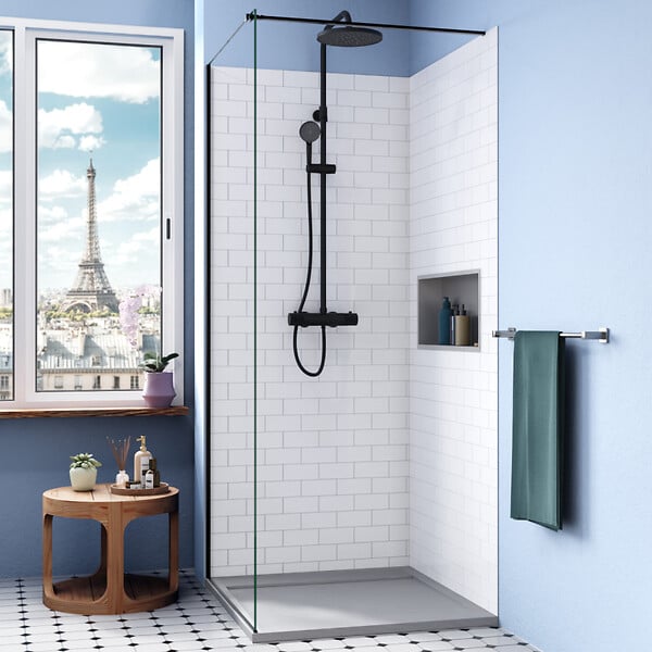 CERAMIA - Ceramia Alda receveur de douche 80x80cm en pierre de synthèse durable, gris mat (ALD15-8080G) - large