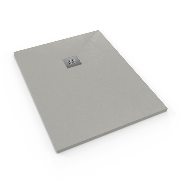 SWISS AQUA TECHNOLOGIES - Swiss Aqua Technologies Alek Receveur de douche rectangulaire 100x80 cm avec siphon, en marbre coulé, Gris (SATALEK10080S) - large