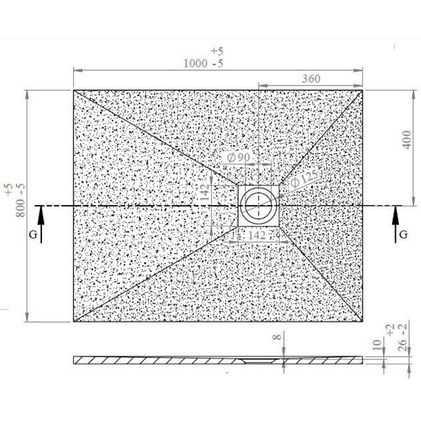 SWISS AQUA TECHNOLOGIES - Swiss Aqua Technologies Alek Receveur de douche rectangulaire 100x80 cm avec siphon, en marbre coulé, Gris (SATALEK10080S) - large