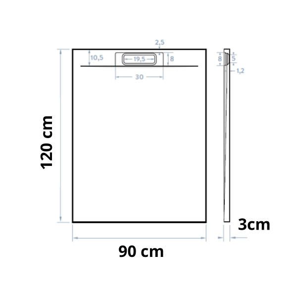 SWISS AQUA TECHNOLOGIES - Swiss Aqua Technologies Fusion Receveur de douche 120x90cm en marbre coulé avec siphon, Blanc (SATFU12090BL-S) - large