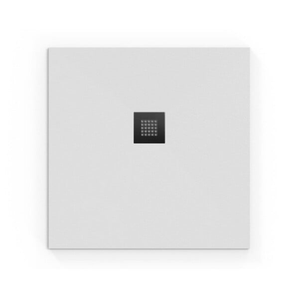 SWISS AQUA TECHNOLOGIES - Swiss Aqua Technologies Alek Receveur de douche carré 90x90cm avec siphon, en marbre coulé, Blanc (SATALEK90QB) - large