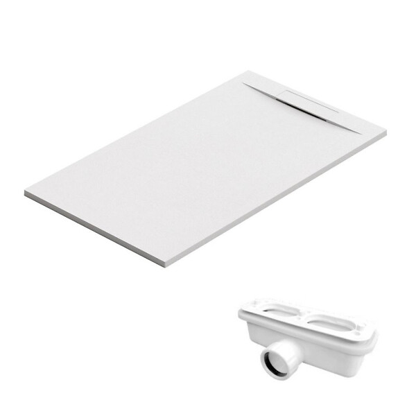 SWISS AQUA TECHNOLOGIES - Swiss Aqua Technologies Fusion Receveur de douche 120x80cm en marbre coulé, Blanc (SATFU12080BL) - large