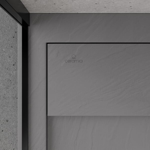 CERAMIA - Ceramia Alda Receveur de douche 90x90cm en pierre de synthèse durable, gris mat (ALD15-9090G) - large