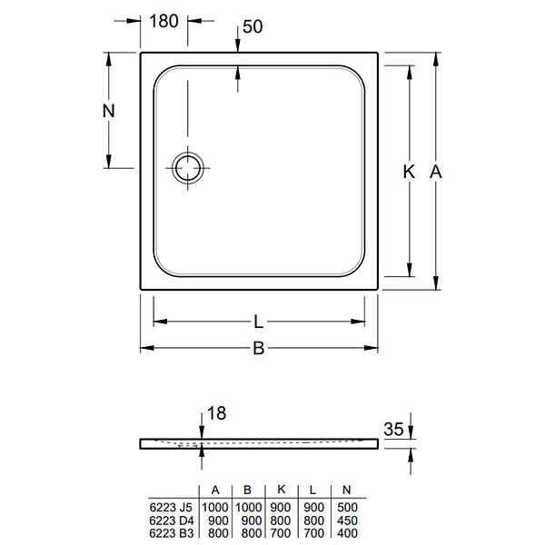 VILLEROY & BOCH - Villeroy & Boch Lifetime Plus Receveur de douche carré  800 x 800 x 35 mm, Antidérapant, Blanc (6223B301) - large