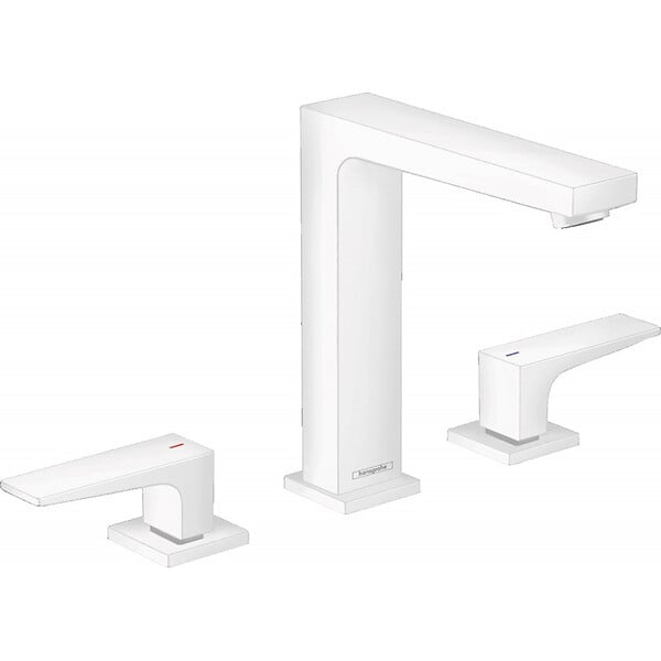 HANSGROHE - Metropol 160 Mélangeur de lavabo 3 trous poignées manettes, bonde Push-Open, Blanc mat (32515700) - large