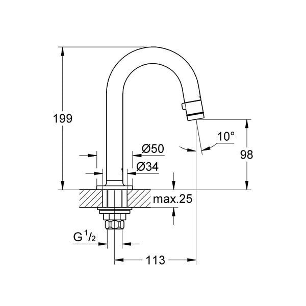 GROHE - Grohe Universal robinet monofluide, inox (G20201DC0) - large