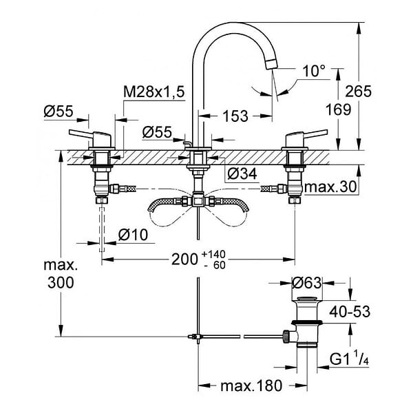 GROHE - Grohe Concetto Mélangeur 3 trous 1/2" LavaboTaille L (20216001) - large