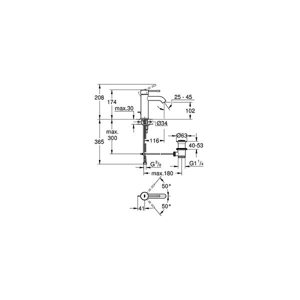 GROHE - ESSENCE NEW - Mitigeur monocommande, 1/2" pour lavabo Taille S SuperSteel (23589DC1) - large
