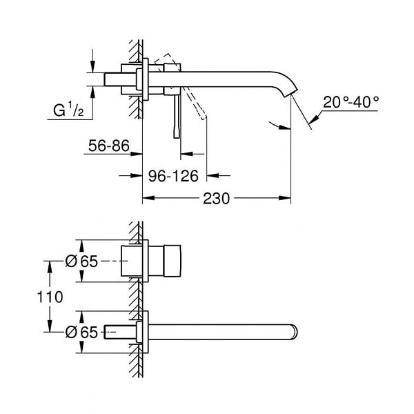 GROHE - Essence - Mitigeur monocommande 2 trous lavabo Taille L chrome (19967001-set) - large