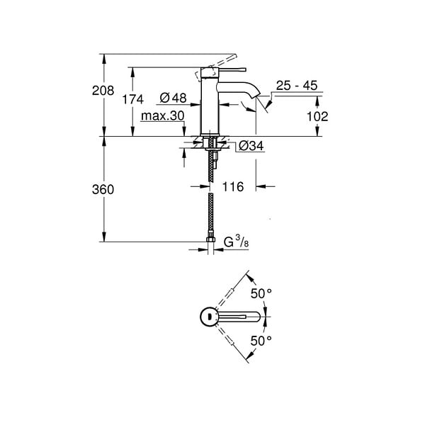 GROHE - Essence Mitigeur monocommande taille S avec cartouche en céramique, Hard graphite brossé (24172AL1) - large