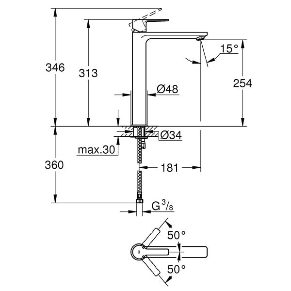 GROHE - Lineare Mitigeur Monocommande Lavabo Taille XL (23405001) - large