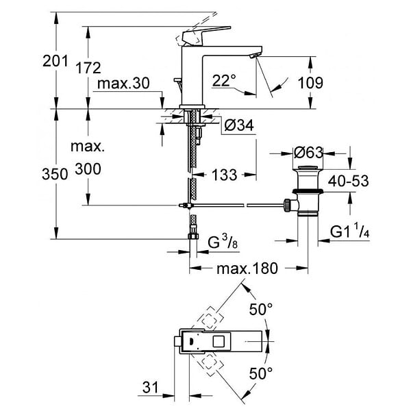 GROHE - Grohe Eurocube - Lot de 2 mitigeurs monocommande 1/2" LavaboTaille M (23445000-DUO) - large