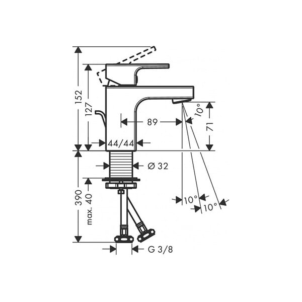 HANSGROHE - Hansgrohe Vernis Shape Mitigeur de lavabo 70, CoolStart ,avec tirette et vidage synthétique, Chrome (71593000) - large