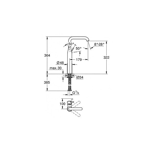 GROHE - Grohe Essence Mitigeur monocommande taille XL, avec cartouche en céramique, Hard Graphite brossé (G-24170AL1) - large