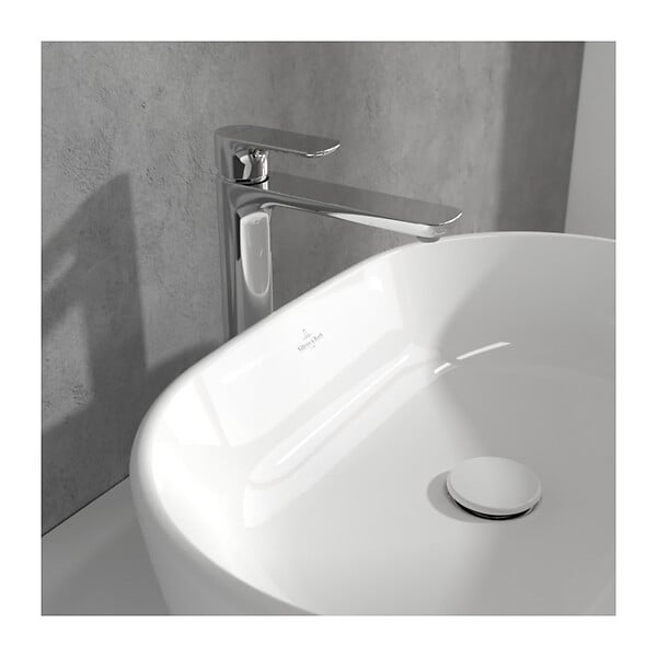 VILLEROY & BOCH - O.Novo Mitigeur monocommande de Lavabo, Surélevé, Avec vidage,  Chrome (TVW10410511061) - large