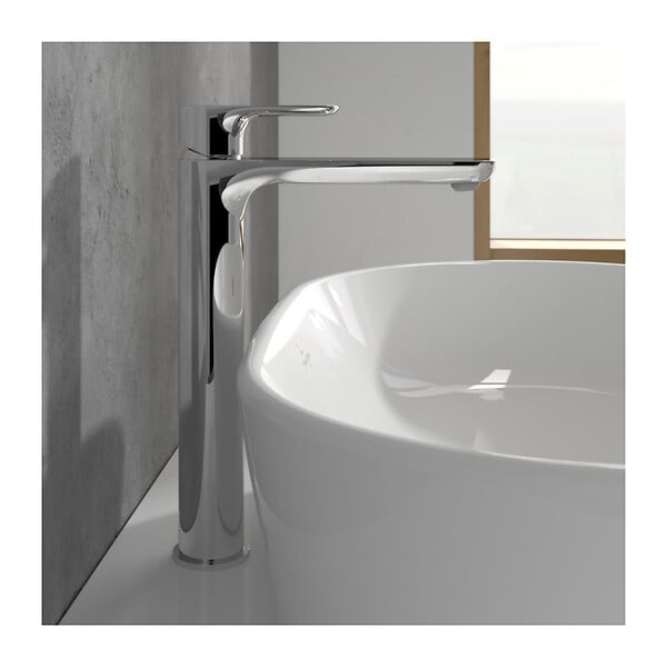 VILLEROY & BOCH - O.Novo Mitigeur monocommande de Lavabo, Surélevé, Avec vidage,  Chrome (TVW10410511061) - large