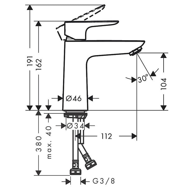 HANSGROHE - Talis E 110 Mitigeur de lavabo CoolStart sans tirette ni vidage (71714000) - large