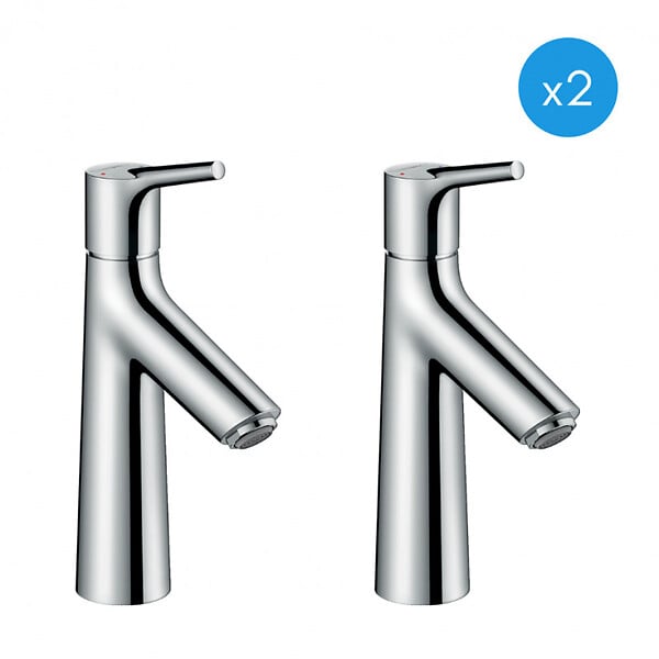 HANSGROHE - Hansgrohe Talis S 100 Lot de 2 Mitigeurs de lavabo avec cartouche céramique, Chrome (7202100-DUO) - large